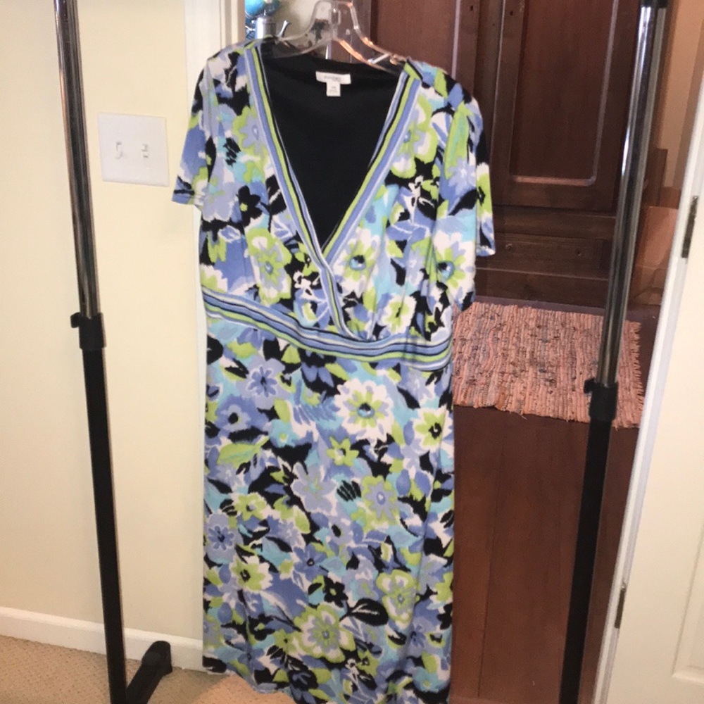 Dressbarn, v-neck, silky floral dress.